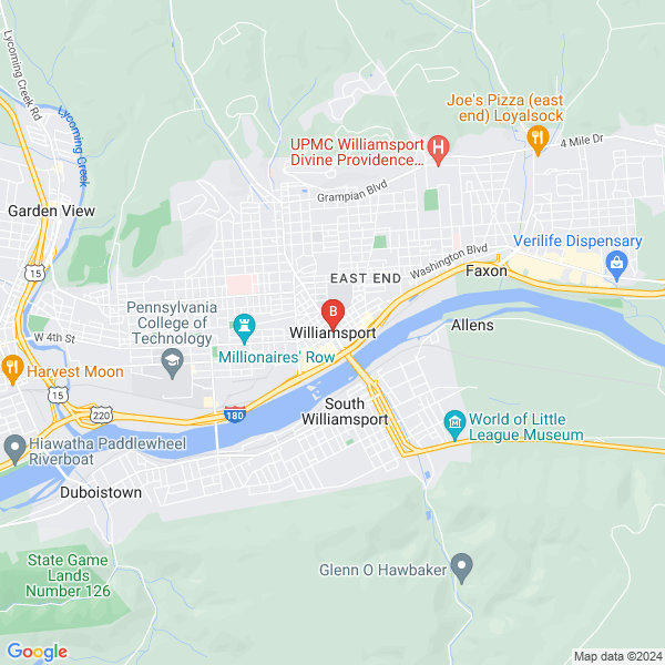 WP Concrete location map: Williamsport, Williamsport, Pennsylvania